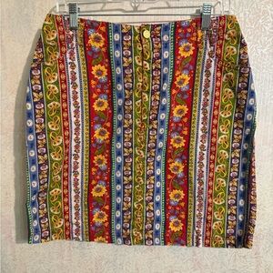 Vintage Lizwear Liz Claiborne Multicolored, Boho, Midi Skirt Sz 14